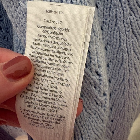 NWT Hollister Light Blue Open Knit Coquette Cardigan Relaxed Coastal Grandma - Picture 9 of 10